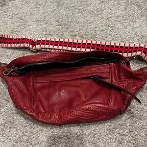 Parker thatch Red Leather Crossbody Bag with strap